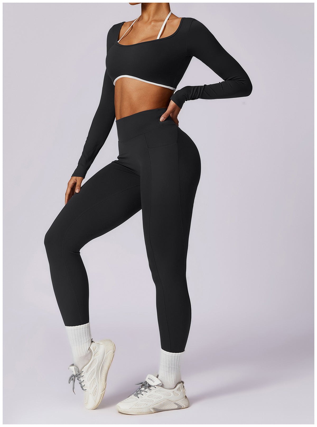 Veronica Contrast Cropped Long Sleeve
